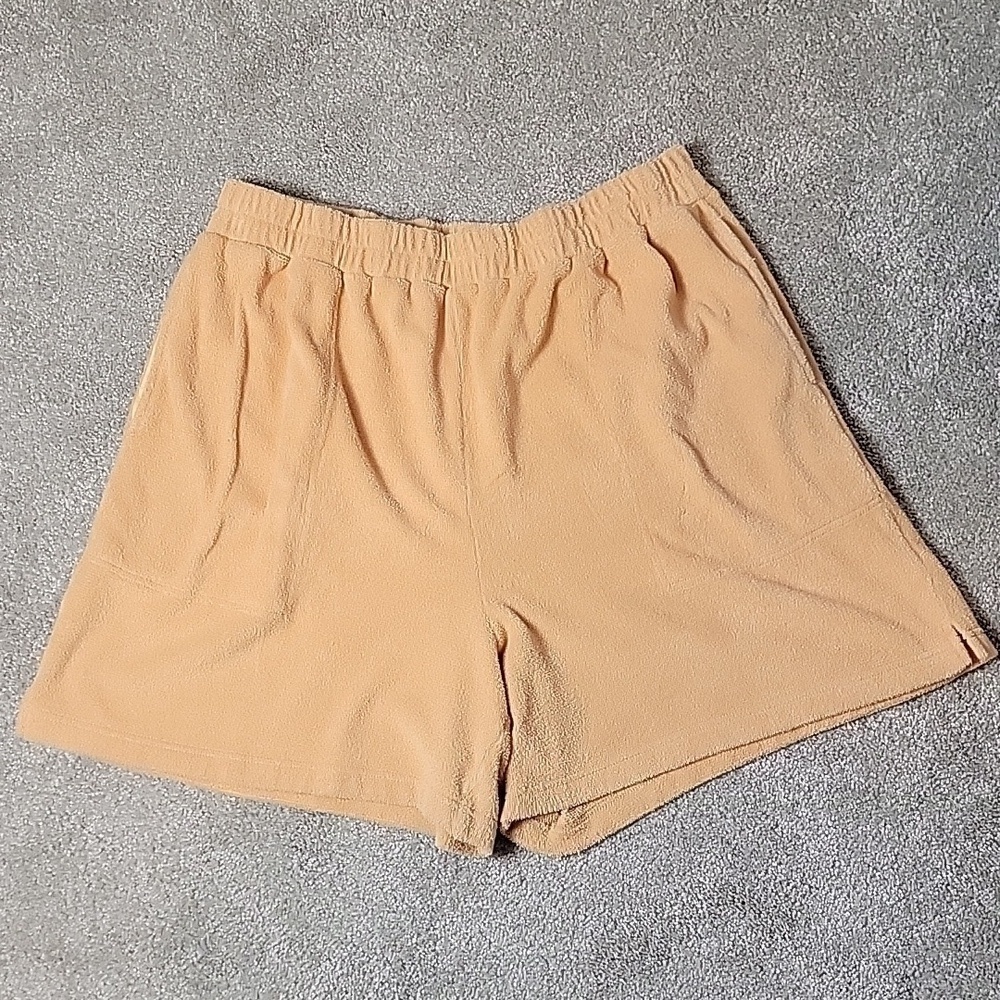 FP Beach tangerine terry cloth shorts with pockets